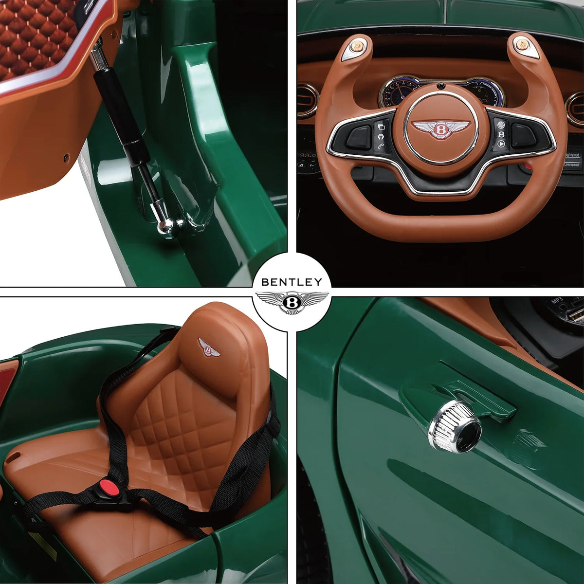 on Ride Bentley on Car, LISUEYNE Electric Official Car Licensed 12V 3+, Music, Girls Remote Car Boys Age Control, Green Ride with for