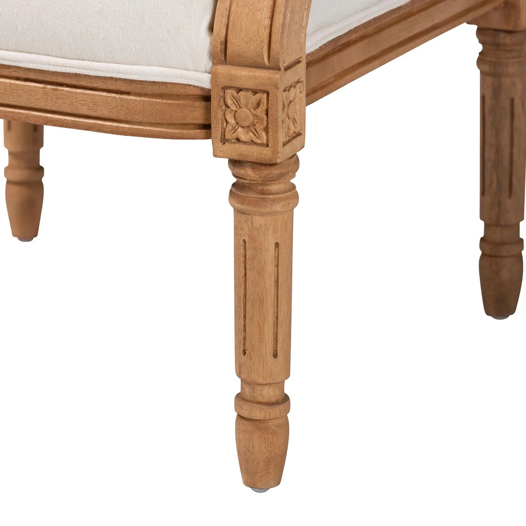 Oak Baxton Fabric Traditional Honey French Wood Finished Studio Beige Accent and Chair Garridan