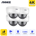 H.265+ 8MP with TF Motion ANNKE Dome Supports HD Remote GB Ultra Access 4Pcs Security Alerts Card PoE IP67 Camera Recording 4K Vandal-Proof ONVIF IK10 IP Audio Weatherproof 256