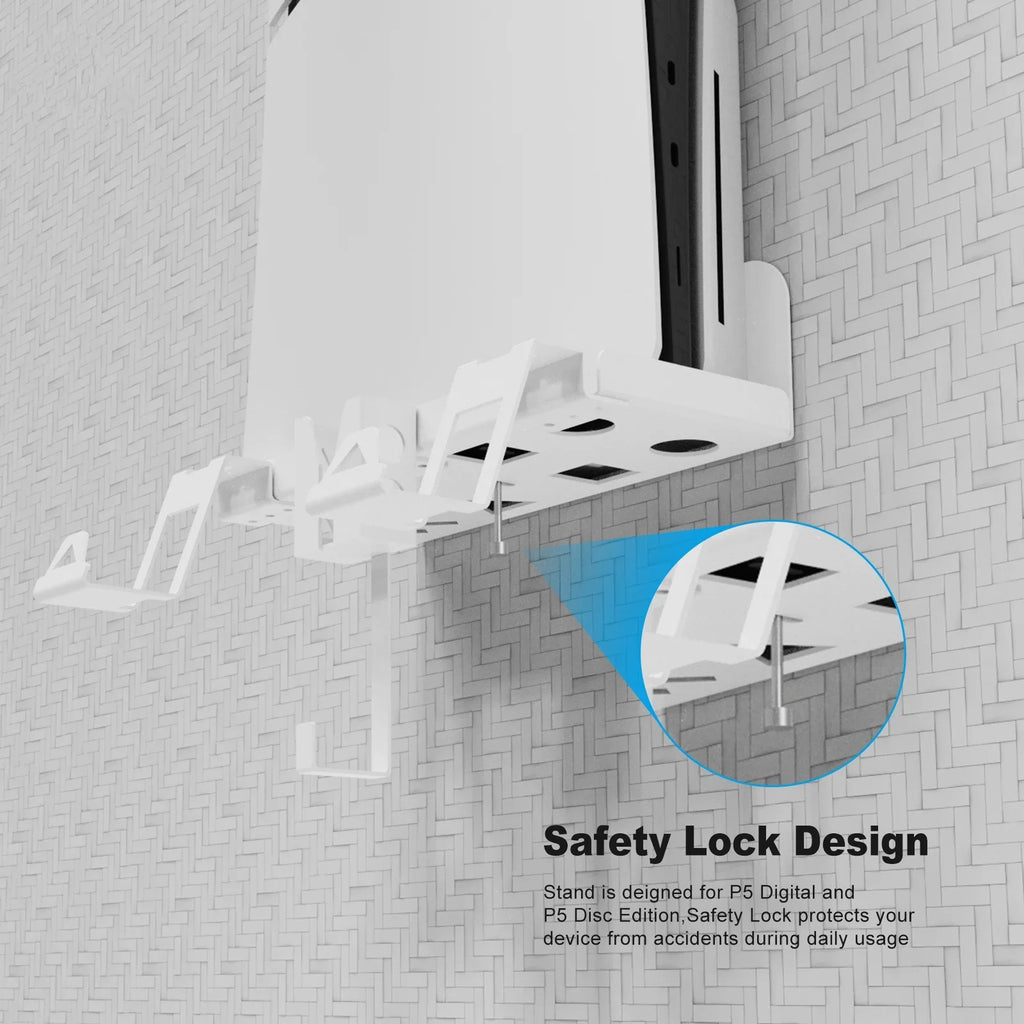 and PS5 Dual Charging Wall Space-Saving, with Cable Durable Secure, Set Convenient Iron Storage Slim Bracket for Mount