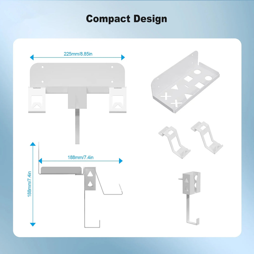 and PS5 Dual Charging Wall Space-Saving, with Cable Durable Secure, Set Convenient Iron Storage Slim Bracket for Mount