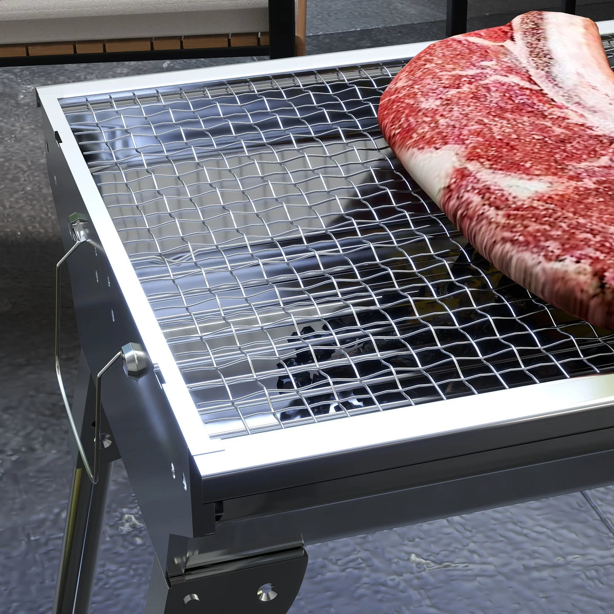 Charcoal Steel Portable Outdoor BBQ Grill Picnic,Party Folding Rack Grill,Stainless for Grill HQZX