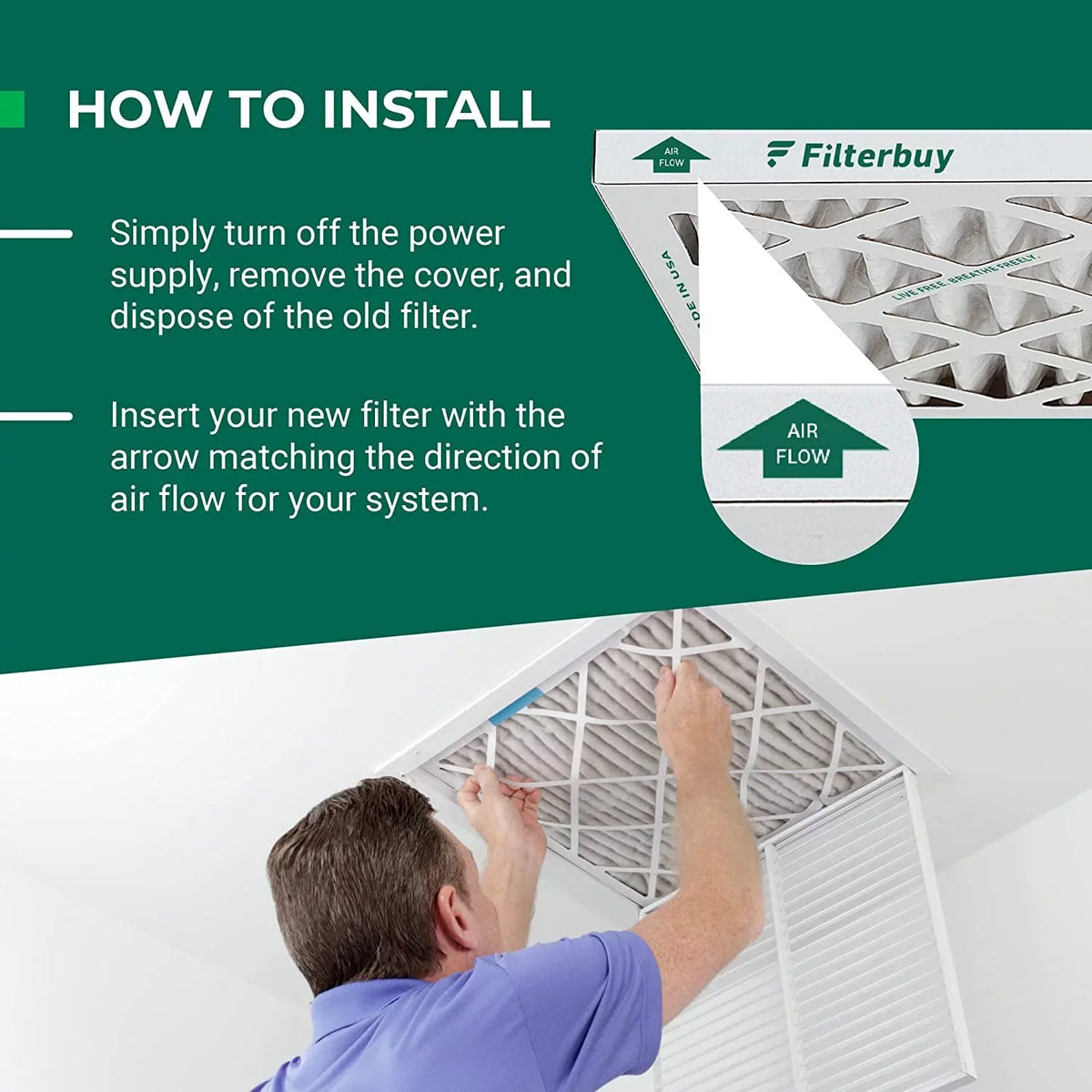 MERV Filterbuy HVAC 17.25x29.25x1 Air AC Pleated (3-Pack) 8 Furnace Filters