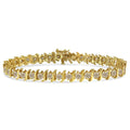 Silver 14K Link Sterling Diamond color, clarity) "S" .925 Round-Cut - Bracelet Gold-Plated Classic (J-K Cttw 7.5" I1-I2 6.0 Yellow