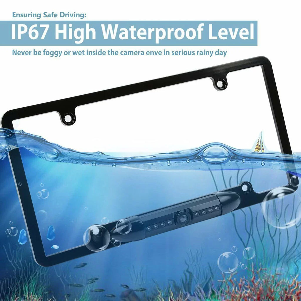 Rearview Vision US 170° Plate Night Backup Camera Black Reverse License Frame Car