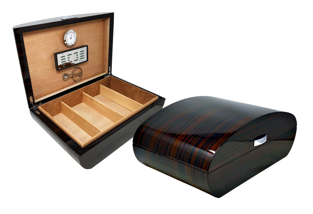 '- Finish Humidor - Capacity: Ebony Lacquer 150 Shaped Cigar Arc Waldorf