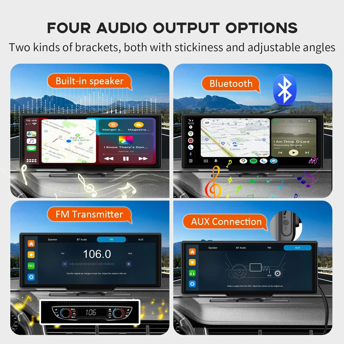 Carplay Play Link/Siri/Wifi/Bluetooth/Double Din Car Stereo Car Herilary with Screen Cam, Carplay Apple Adapter Wireless Touch 2.5K Dash Screen Auto Wireless 10.26" Mirror Android