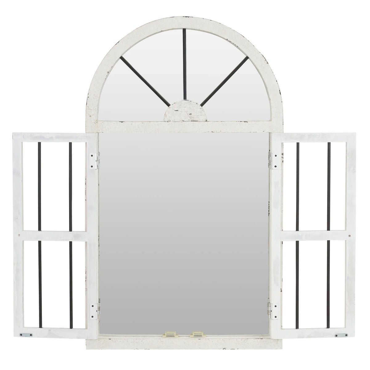 Wall Aspire x by White 42" Arched Chic Mirror Window 25" Cottage