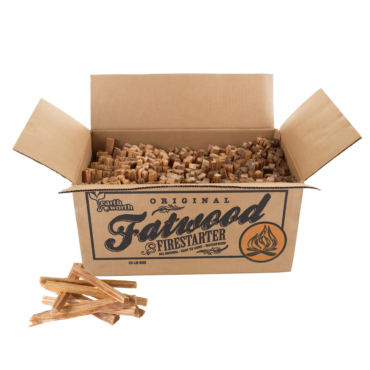 Indoor/Outdoor Fire Wood Wood Garden Pure of Fatwood for by Fire Fireplaces Grill Stove Pine Campfire Sticks 25lb Box or - Starters Firepit