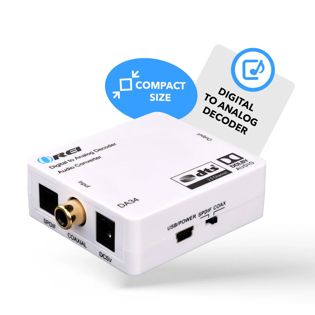Orei DA34 RCA Input 5.1-Channel to Headphone Digital Output Audio to SPDIF/Coaxial Decoder Analog L/R/3.5mm
