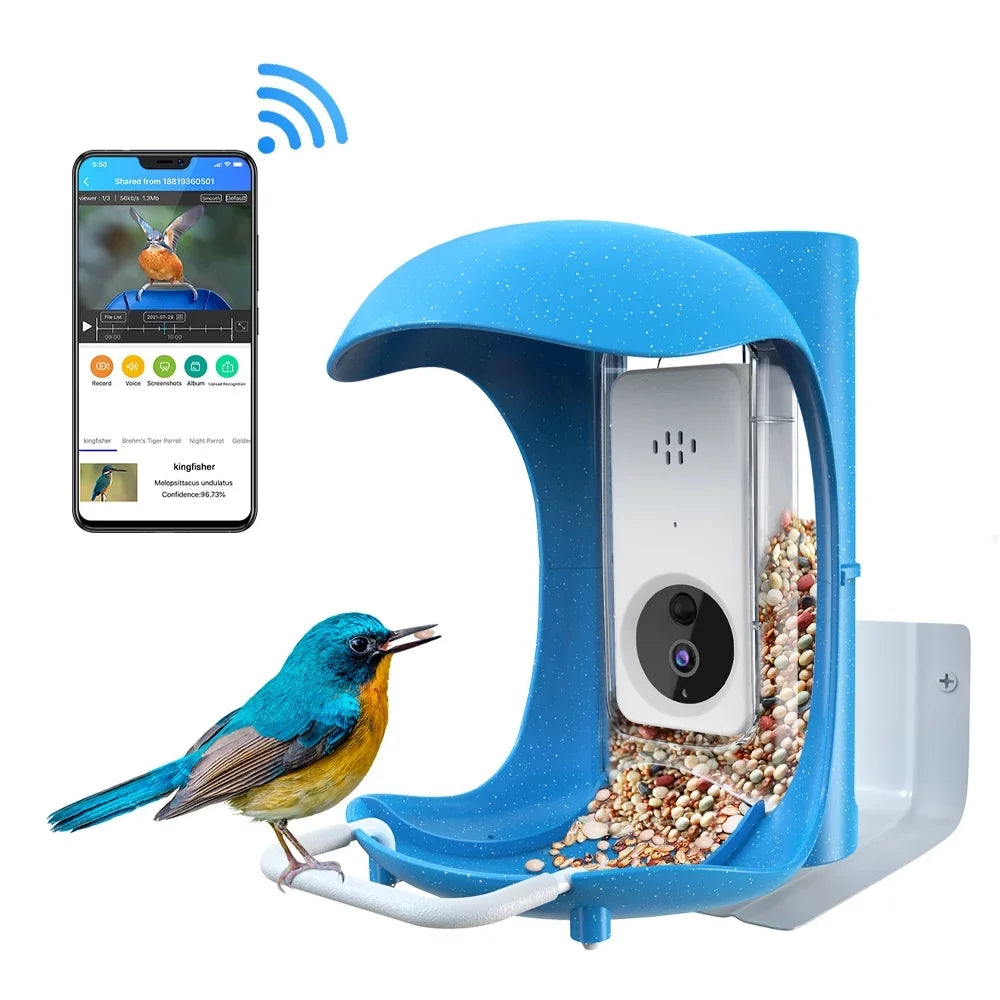 Automatic Recognition Notification, App , Outdoor Camera, Wild AI Bird Rechargeable Bird House+ Bird Battery Smart Feeder, Bird with Sensing, Feeder