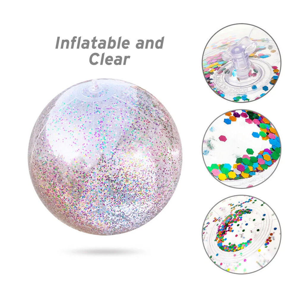 Balls Beach Junipel Party Supplies Beach Glitter for Pool Ball 24 Premium 6 Theme -Set Beach Beach Sand Toy of Party Summer & Water with Inflatable Decoration, | Inch 16 Confetti