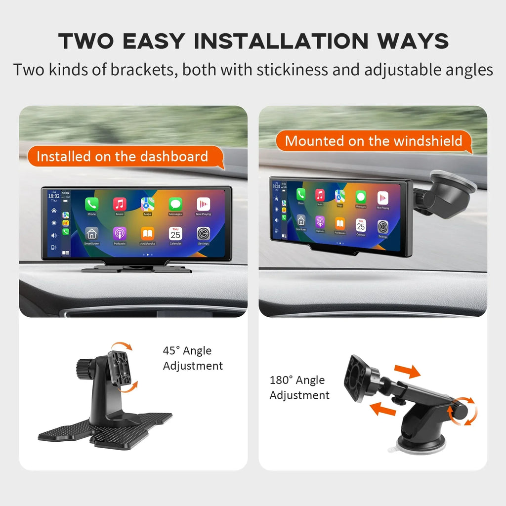 Carplay Play Link/Siri/Wifi/Bluetooth/Double Din Car Stereo Car Herilary with Screen Cam, Carplay Apple Adapter Wireless Touch 2.5K Dash Screen Auto Wireless 10.26" Mirror Android