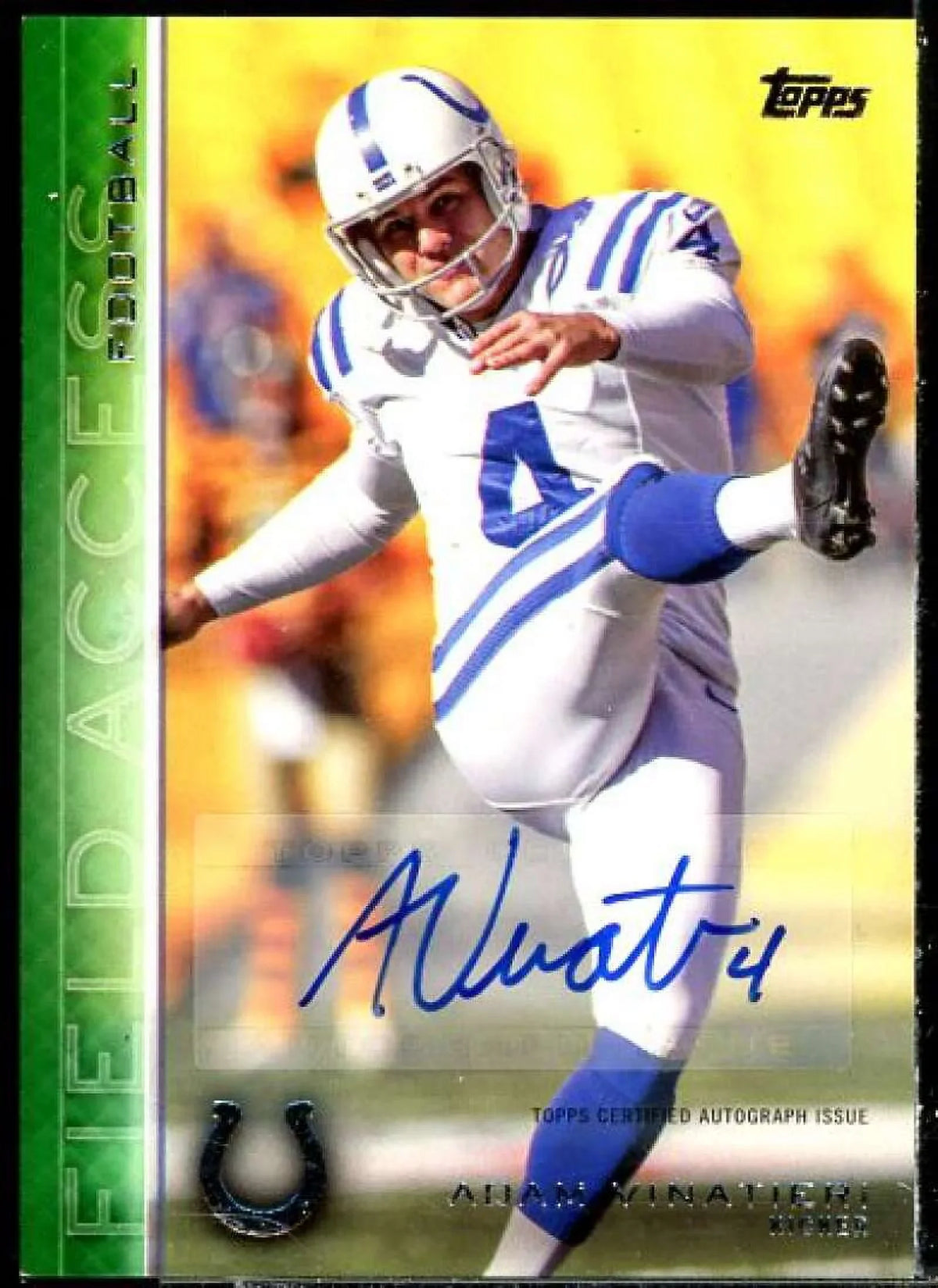Green Access Vinatieri 2015 Autographs Adam Topps #180 Card Field