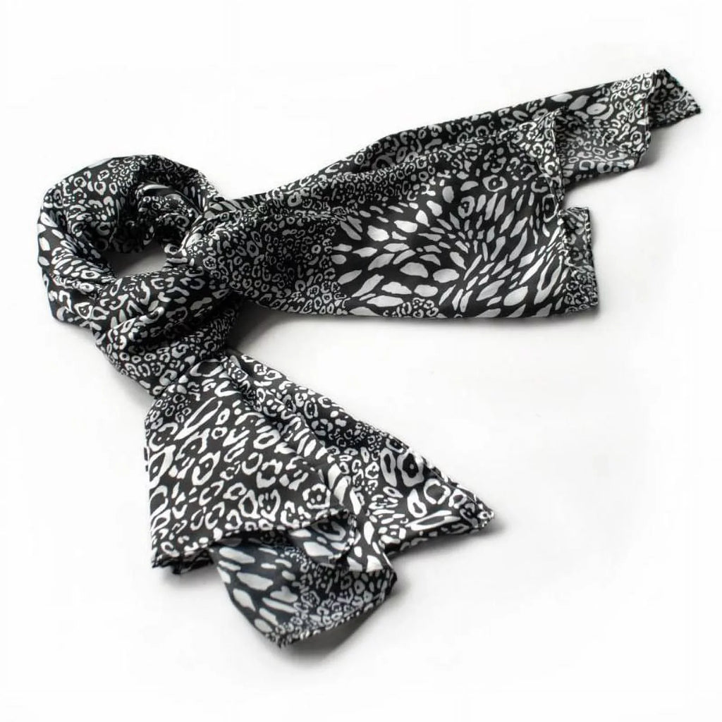 Blancho Fashion Soft Silk Distinctive Scarf/Wrap/Shawl(Small) Black Leopard Animal Print & White