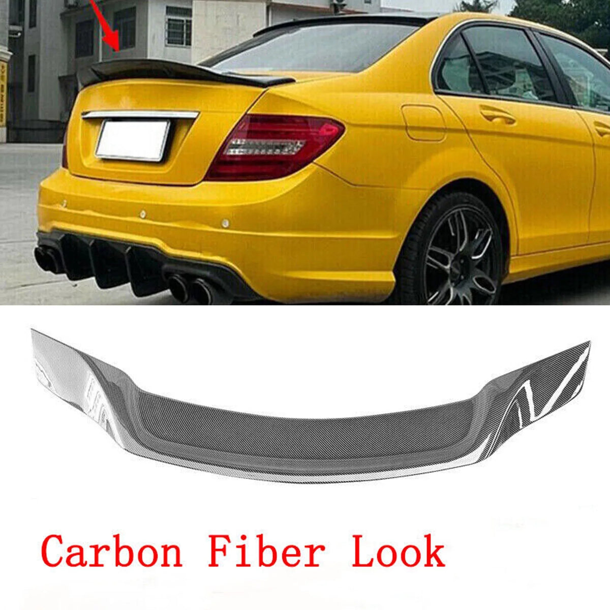 for Trunk W204 Style 08-14 Carbon C250 S C63 Wing Spoiler C300 NINTE Rear Fiber Mercedes Benz