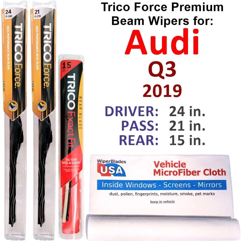 Audi w/Rear Wipers Beam Performance Q3 3) 2019 (Set Wiper of