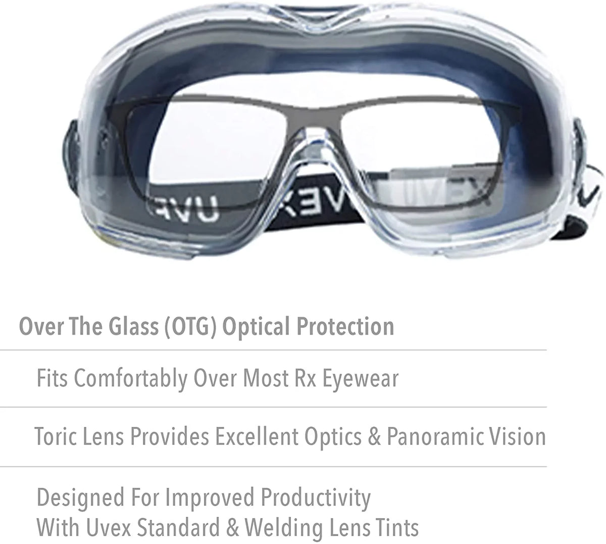 Navy North 763-S3970HSF Clear Stealth Safety Uvex Safety Lens Frame OTG Goggle,
