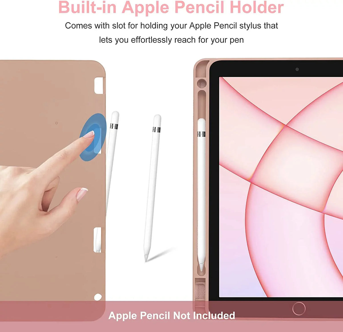 Built-in Pencil Keyboard Holder Air Apple iPad 5th Kvago 2022 Case Bluetooth Gen Keyboard for iPad Pink