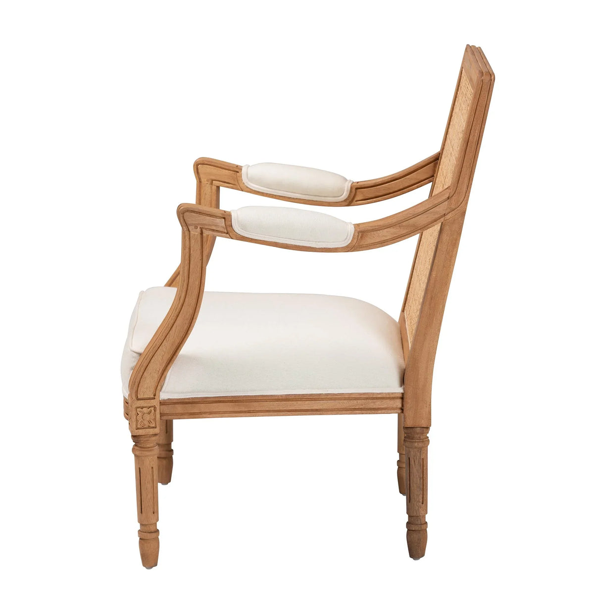 Oak Baxton Fabric Traditional Honey French Wood Finished Studio Beige Accent and Chair Garridan