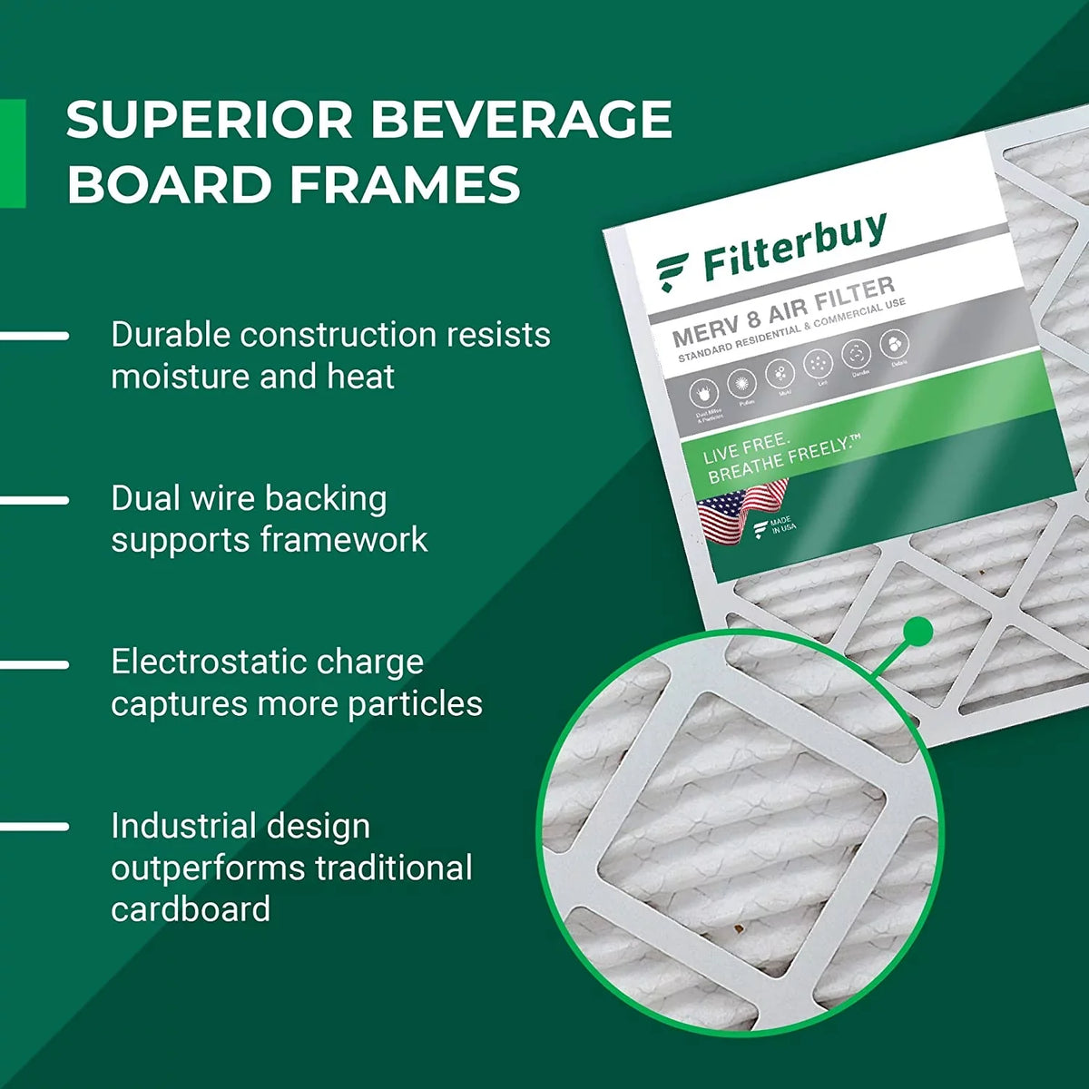 MERV Filterbuy HVAC 17.25x29.25x1 Air AC Pleated (3-Pack) 8 Furnace Filters