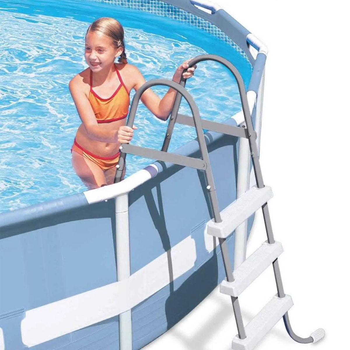 Ground Pool Above Ladder Pool Frame Protective 42-Inch Ladder + Mat Intex Steel