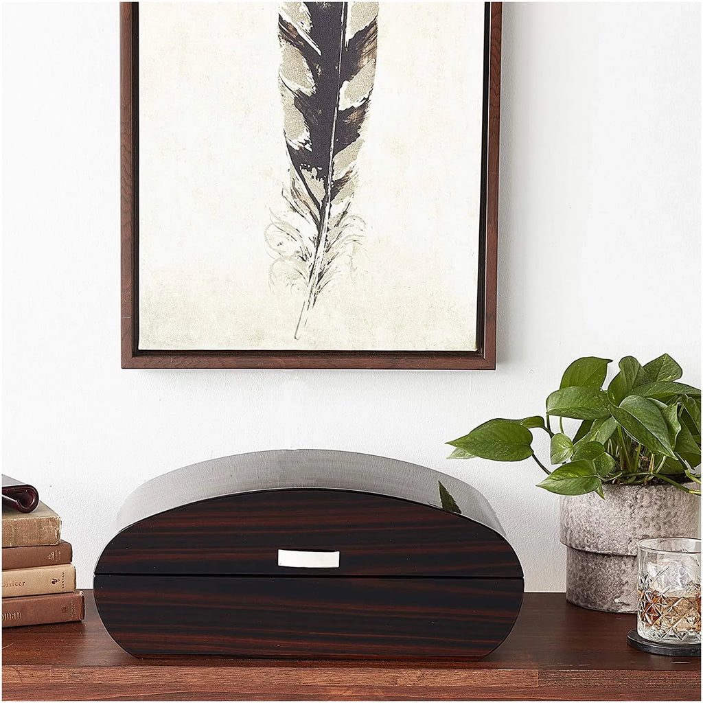 '- Finish Humidor - Capacity: Ebony Lacquer 150 Shaped Cigar Arc Waldorf