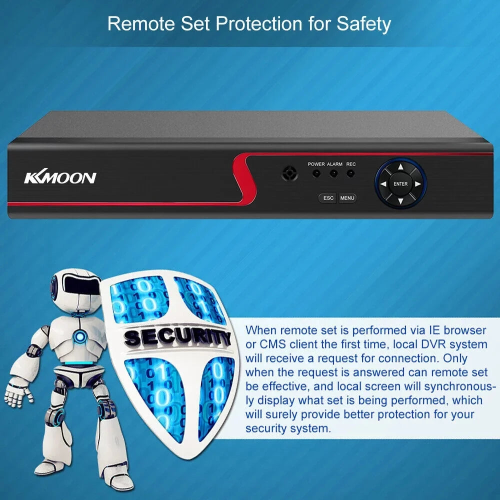 Remote Cameras Full for KKmoon Home DVR Phone Set Recorder P2P Recorder AHD/ CCTV IP/Analog/TVI/CVI/ 1080P Digital DVR Recording 8 16CH Video DVR Monitoring Definition High Video & System